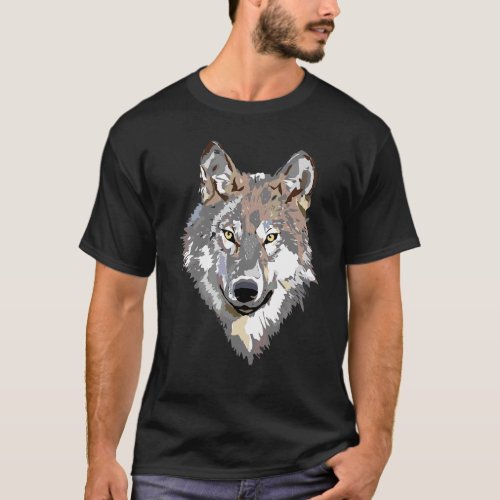 Grey Wolf White Wolf Lone Wolf Vintage Wolf Head W T_Shirt
