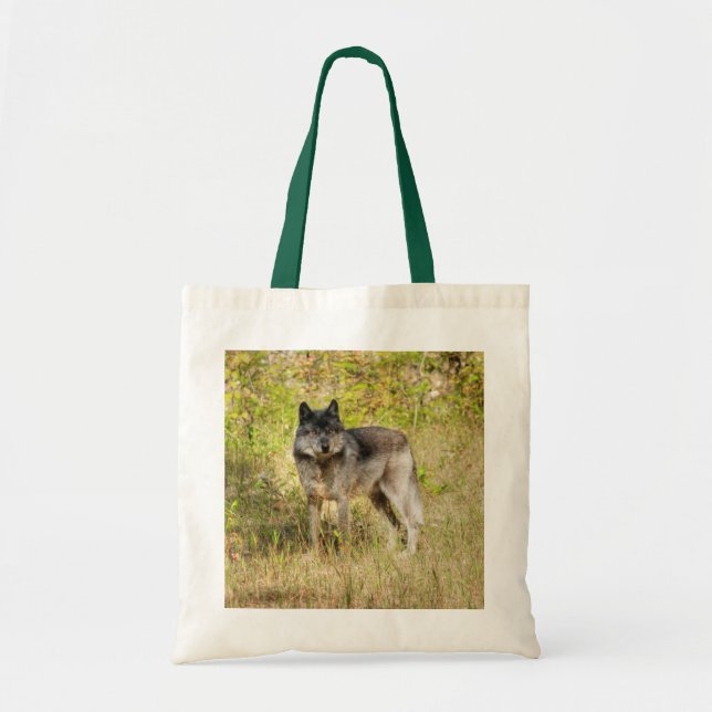 Grey Wolf & Wilderness Photo Gift Tote Bag (Front)