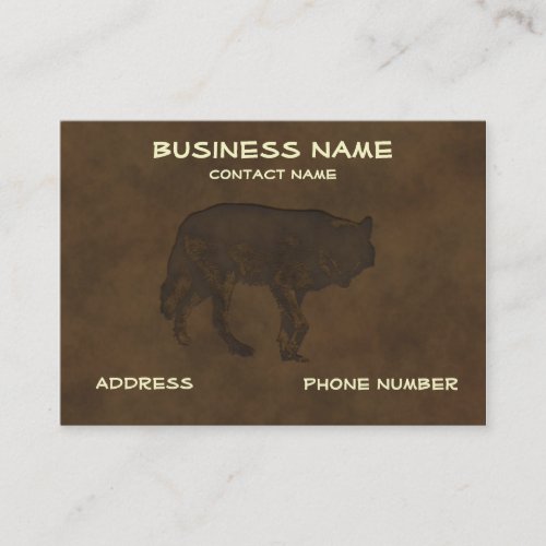 Grey Wolf Wildlife Carved Leather_look Biz Cards