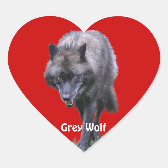 GREY WOLF Wildlife Heart Sticker Collection (Front)