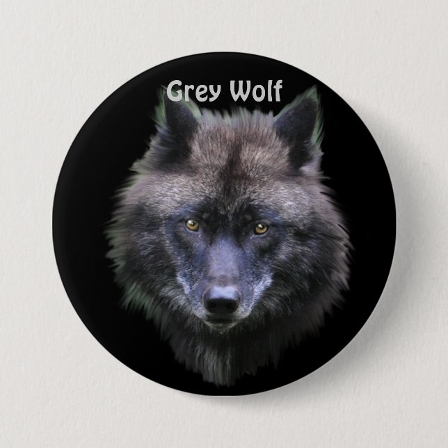 Grey Wolf Wildlife-lover Pinback Button (Front)