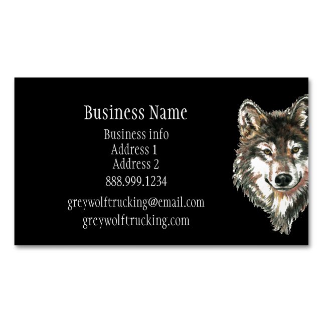 Grey Wolf Wildlife Nature Animal Custom Business C Card Magnet (Front)