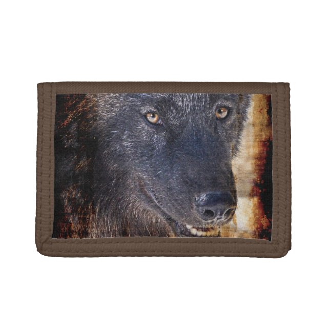 Grey Wolf Wildlife Photo design Trifold Wallet (Front)