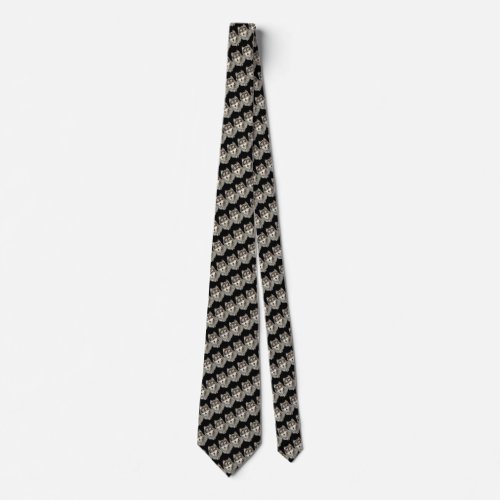 Grey Wolf Wolves Watercolor Animal Pattern design Neck Tie