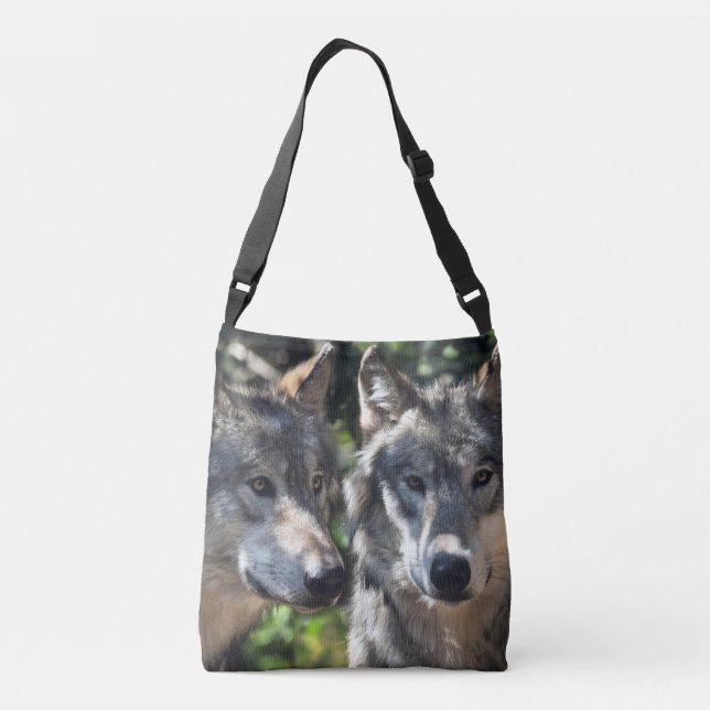 Grey Wolves in the Wild Crossbody Bag (Back)