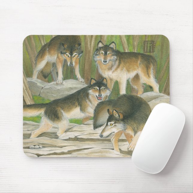 Grey Wolves Mouse Pad (With Mouse)