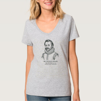 Grey women's v-neck t-shirt Sir Francis Drake