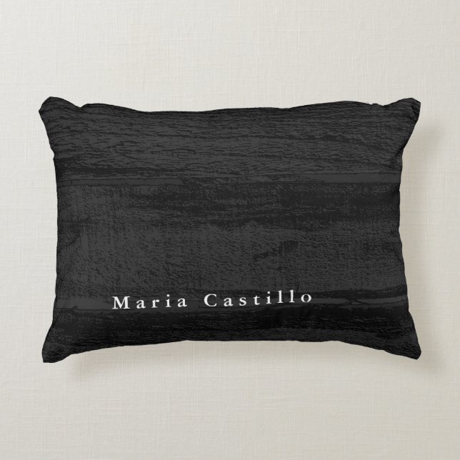 Grey Wood Background Minimalist Modern Name Accent Pillow (Front)