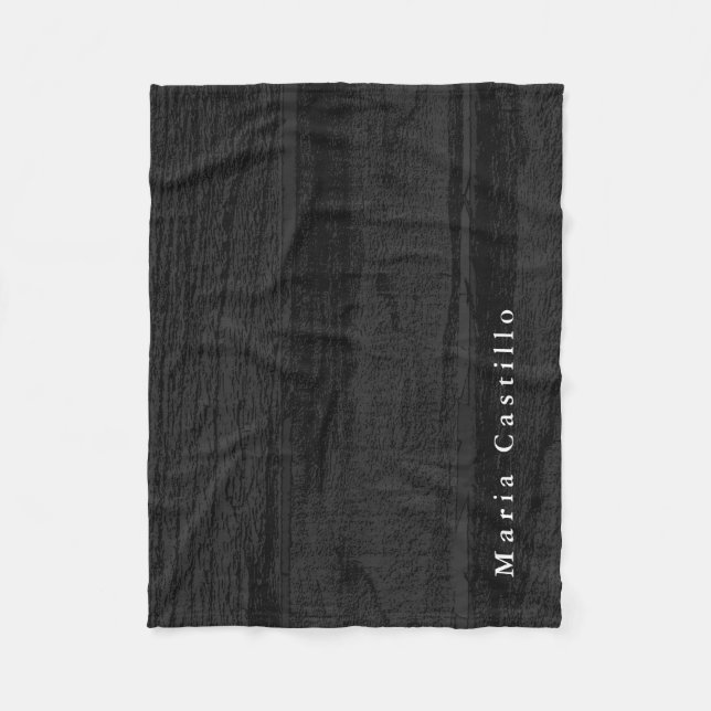 Grey Wood Background Minimalist Modern Name Fleece Blanket (Front)