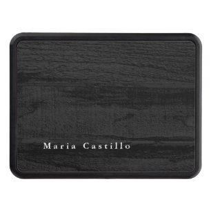Grey Wood Background Minimalist Modern Name Hitch Cover