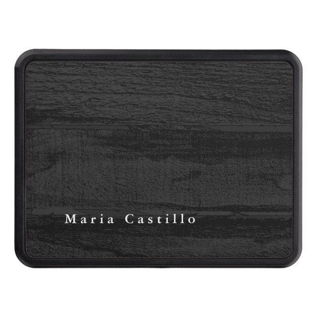 Grey Wood Background Minimalist Modern Name Hitch Cover (Front)