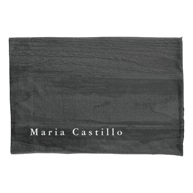 Grey Wood Background Minimalist Modern Name Pillow Case (Front)