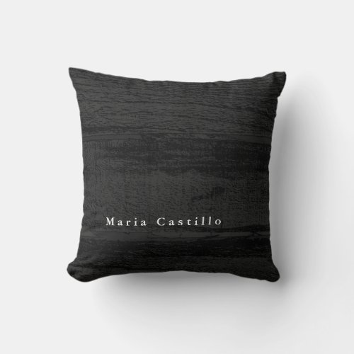 Grey Wood Background Minimalist Modern Name Throw Pillow