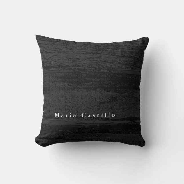 Grey Wood Background Minimalist Modern Name Throw Pillow (Front)