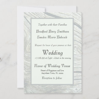 Grey wood Chic Modern  Minimalist Rustic Wedding Invitation
