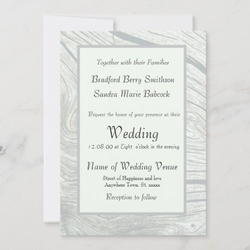 Grey wood Chic Modern  Minimalist Rustic Wedding Invitation