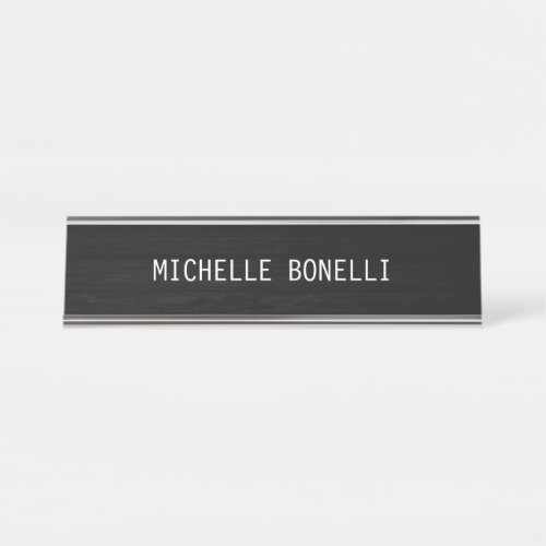 Grey Wood Design Background Plain Legible Modern Desk Name Plate