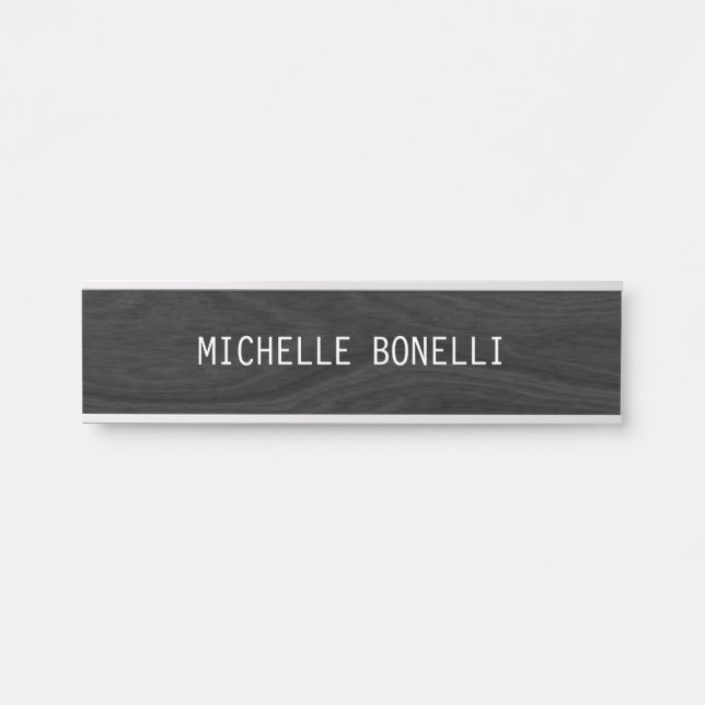 Grey Wood Design Background Plain Legible Modern Door Sign (Front)