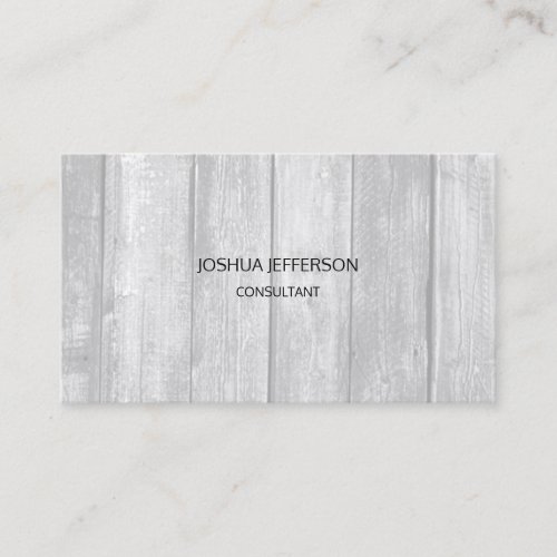 Grey Wood Design Modern Plain Minimalist Two Sided Business Card