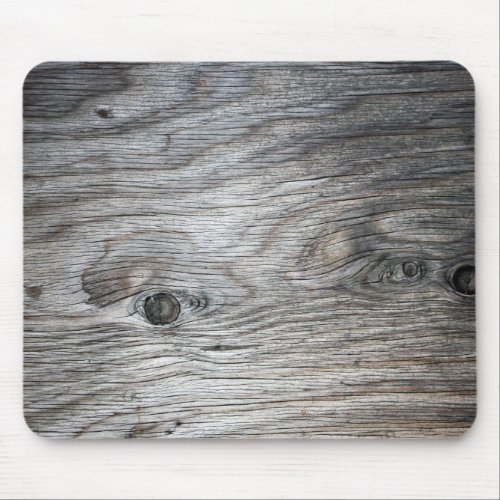 Grey Wood Grain Look with Knots Mouse Pad
