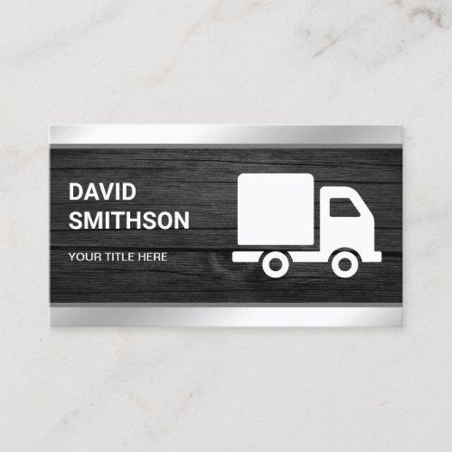 Grey Wood Logistics Transportation Cargo Truck Business Card