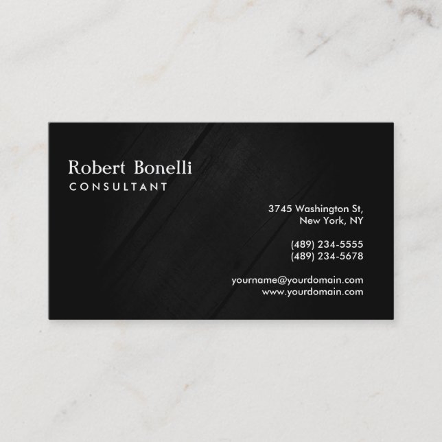 Grey Wood Plain Modern Consultant Business Card (Front)