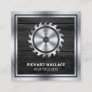 Grey Wood Steel Circular Saw Handyman Carpenter Square Business Card