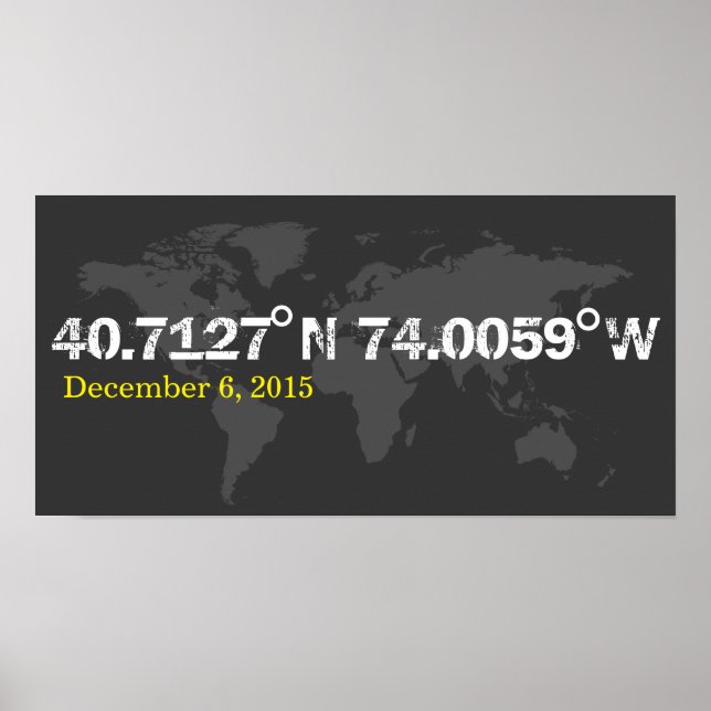 grey World coordinates date wedding special date Poster (Front)