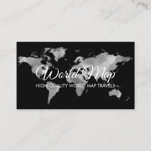 Grey World Map Trip Globe Travel Agent Business Card