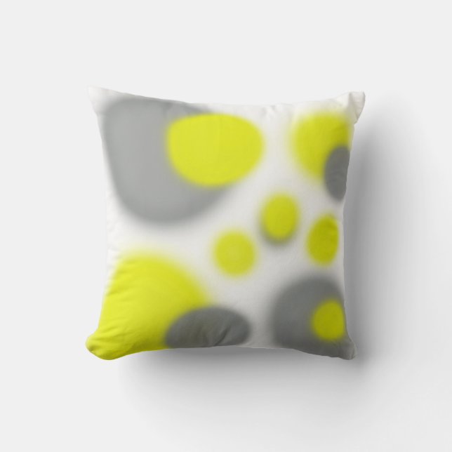 Grey Yellow Abstract Art Cushion Throw Pillow (Front)