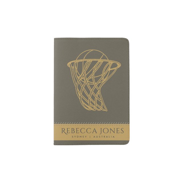 GREY YELLOW BASKETBALL NET LEATHER MONOGRAM PASSPORT HOLDER (Front)