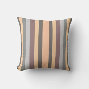 Grey Yellow Blue Purple Stripes Throw Pillow