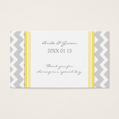 Grey Yellow Chevron Wedding Favor Tags Business Cards
