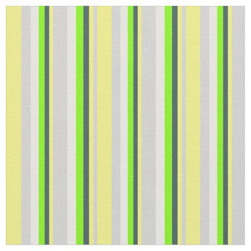 Grey, Yellow, Dark Slate Gray, Green & Mint Cream Fabric