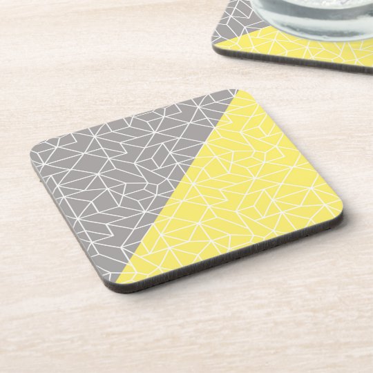 Grey & Yellow Geometric Cork Back Coasters