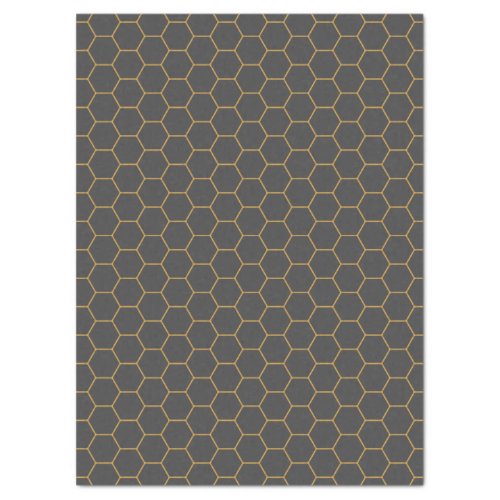 Grey Yellow Honeycomb Hexagon Pattern Trendy Chic Tissue Paper