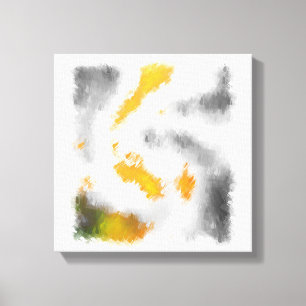 Grey yellow orange green black white abstract canvas print