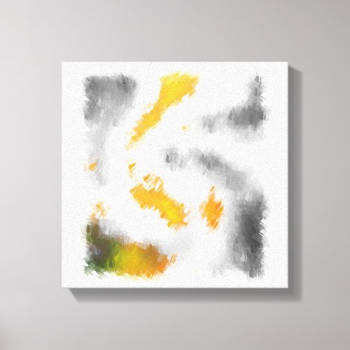 Grey yellow orange green black white abstract canvas print