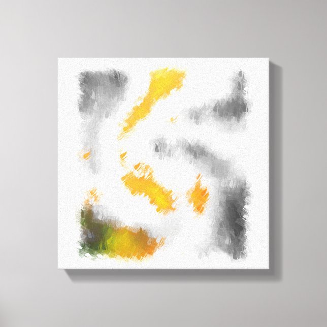 Grey yellow orange green black white abstract canvas print (Front)