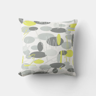 Grey Yellow Oval Shape Spot Pattern Cushion Pillow