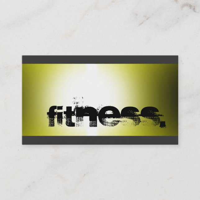 Grey Yellow Personal Trainer Fitness Business Card (Front)