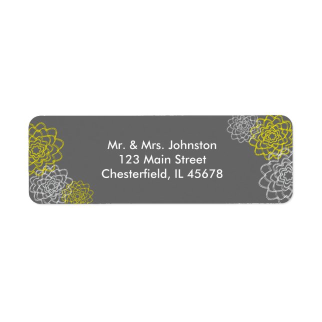 Grey/Yellow Sketched flowers Label (Front)