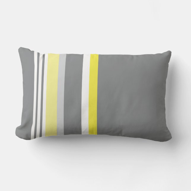 Grey (Yellow stripe) Lumbar Pillow (Front)