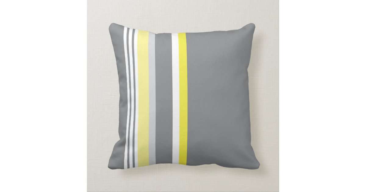 Grey (Yellow stripe) Throw Pillow