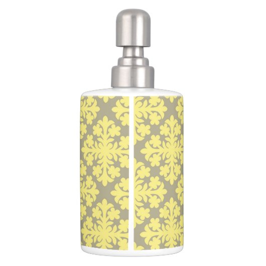 Grey & Yellow Toothbrush holder & Soap Dispenser (Back)
