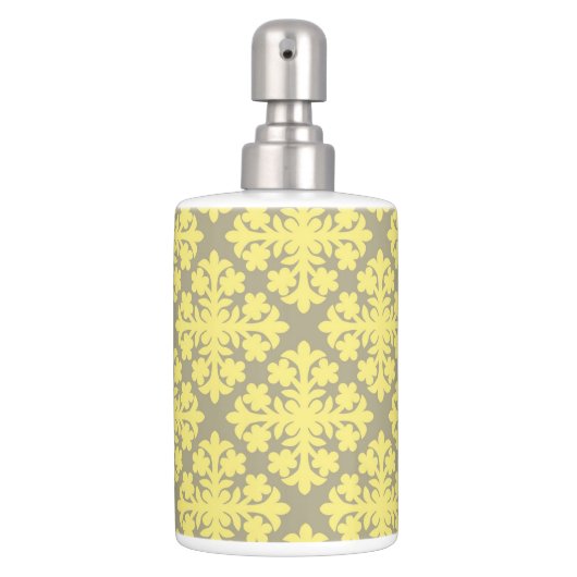 Grey & Yellow Toothbrush holder & Soap Dispenser (Front)