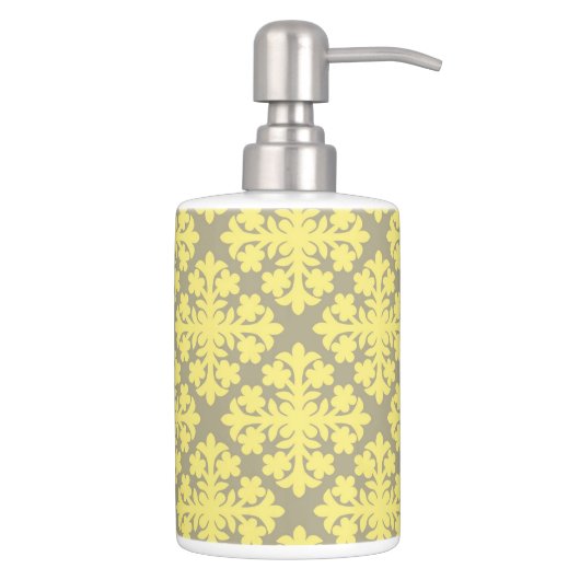 Grey & Yellow Toothbrush holder & Soap Dispenser (Right)