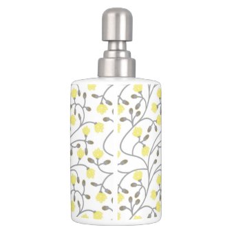 Grey & Yellow Toothbrush holder & Soap Dispenser | Zazzle