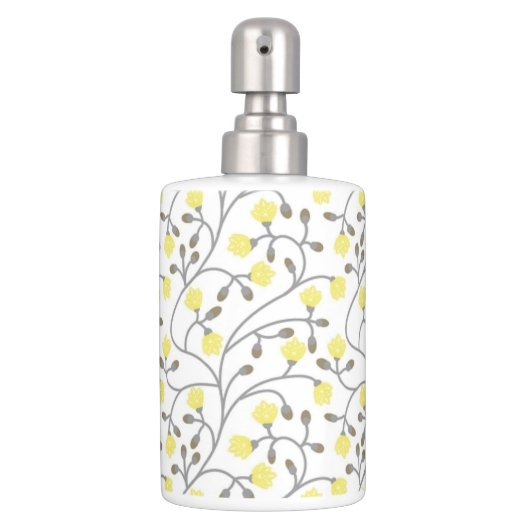 Grey & Yellow Toothbrush holder & Soap Dispenser (Front)