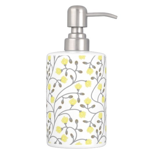 Grey & Yellow Toothbrush holder & Soap Dispenser (Right)